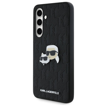 Ovitek za Samsung Galaxy S24 FE S721, Karl Lagerfeld, Monogram Karl & Choupette's Heads, Črna