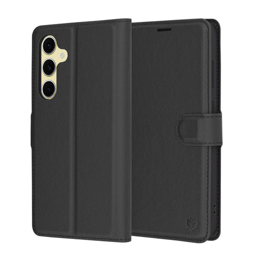 Ovitek za Samsung Galaxy S24 FE S721, Techsuit, usnjen folio, črn