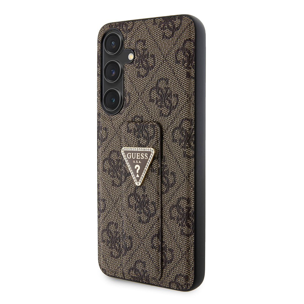 Ovitek za Samsung Galaxy S24+ S926, Guess, Grip Stand 4G Triangle Strass, rjava