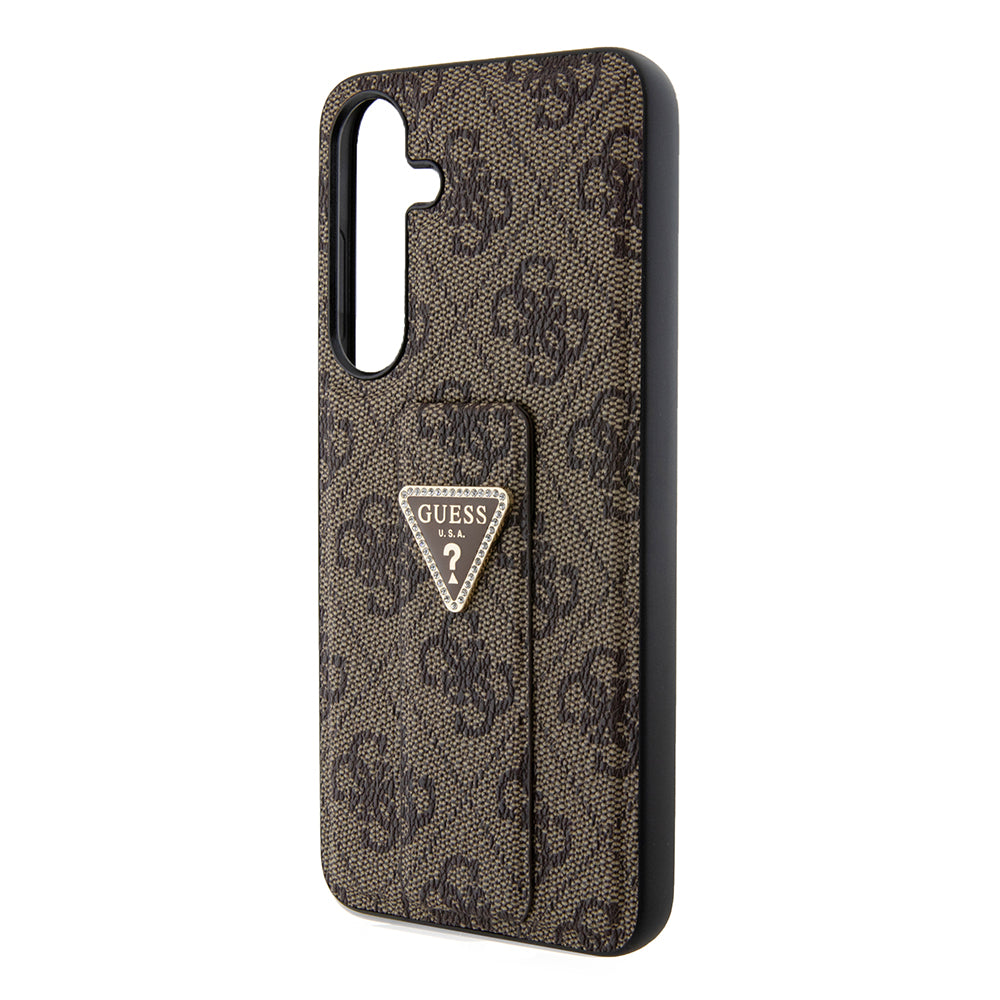 Ovitek za Samsung Galaxy S24+ S926, Guess, Grip Stand 4G Triangle Strass, rjava