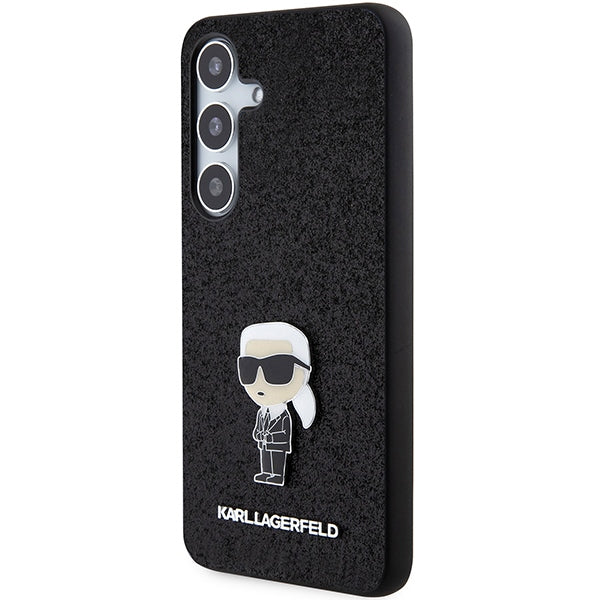 Ovitek za Samsung Galaxy S24+ S926, Karl Lagerfeld, Glitter Ikonik Karl Logo, črn
