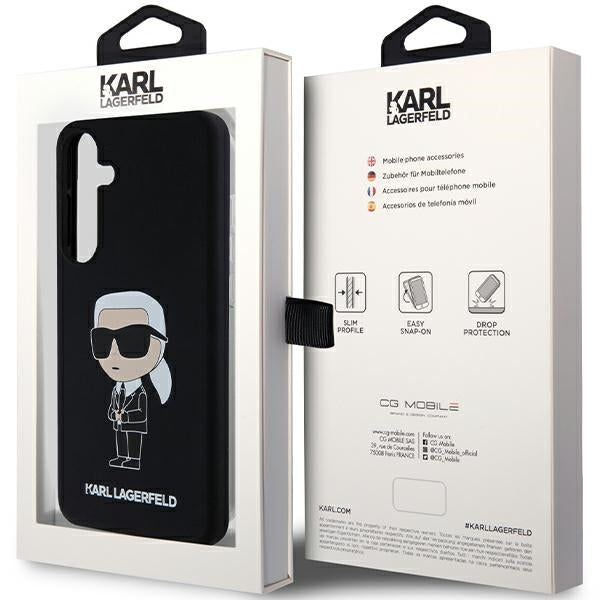 Ovitek za Samsung Galaxy S24+ S926, Karl Lagerfeld, Silicone Ikonik NFT, črn