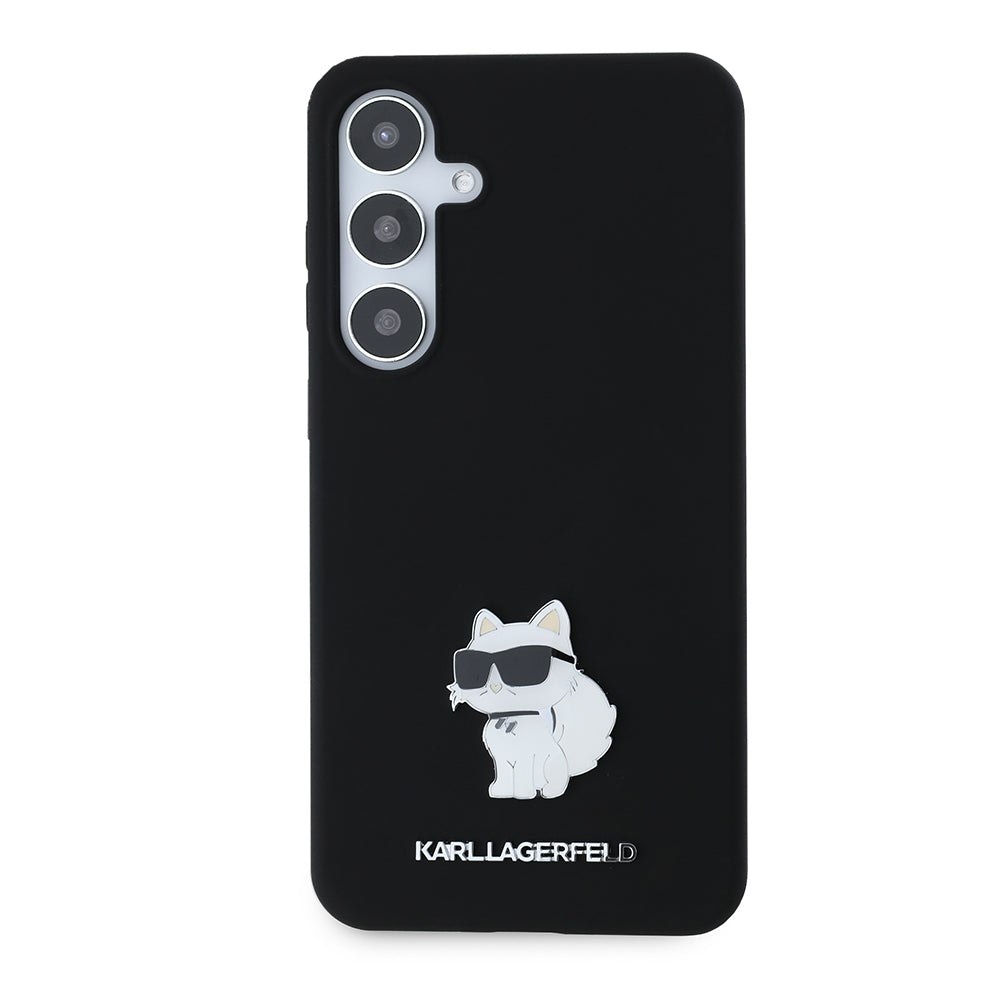 Ovitek za Samsung Galaxy S24+ S926, Karl Lagerfeld, Silicone Choupette Metal, črn