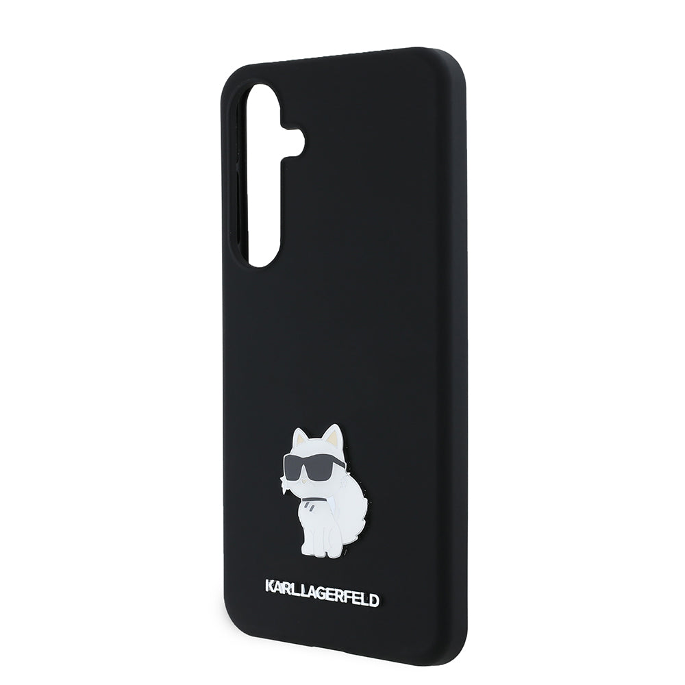 Ovitek za Samsung Galaxy S24+ S926, Karl Lagerfeld, Silicone Choupette Metal, črn