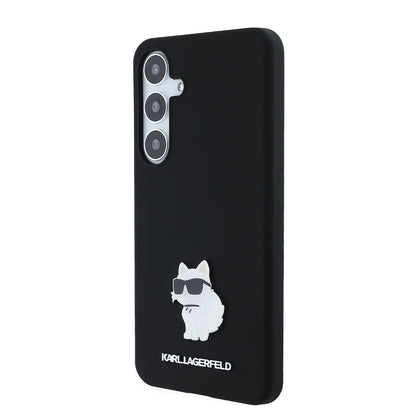 Ovitek za Samsung Galaxy S24+ S926, Karl Lagerfeld, Silicone Choupette Metal, črn