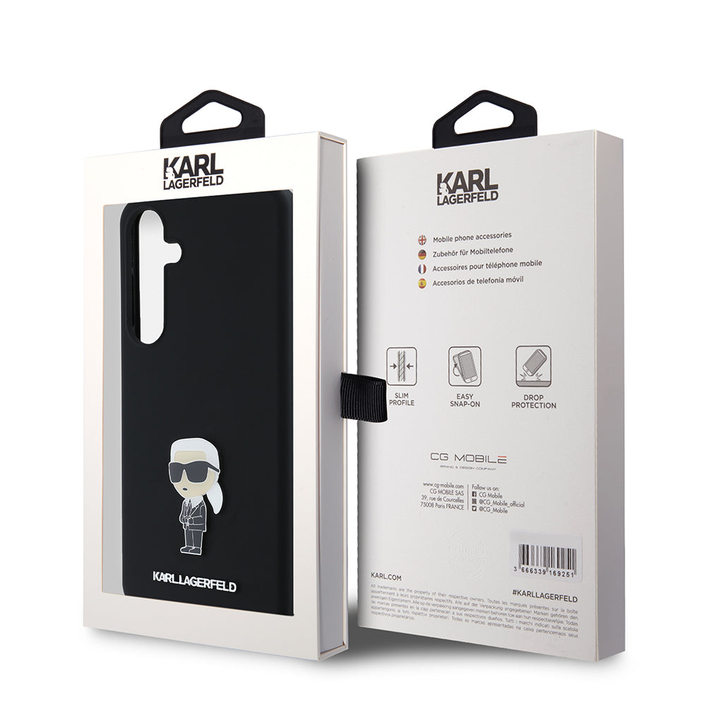 Case for Samsung Galaxy S24+ S926, Karl Lagerfeld, Silicone Ikonik Karl Metal, Black