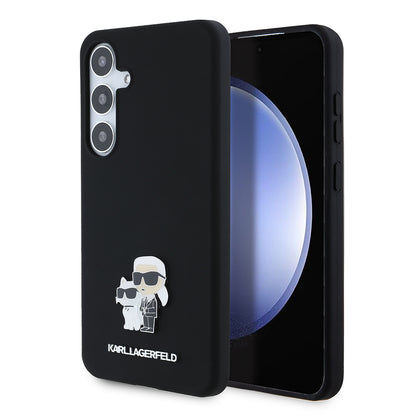 Ovitek za Samsung Galaxy S24+ S926, Karl Lagerfeld, Silicone Karl & Choupette Metal, črn