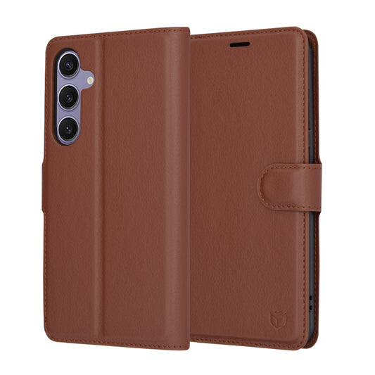 Ovitek za Samsung Galaxy S24+ S926, Techsuit, usnjeni folio, rjav