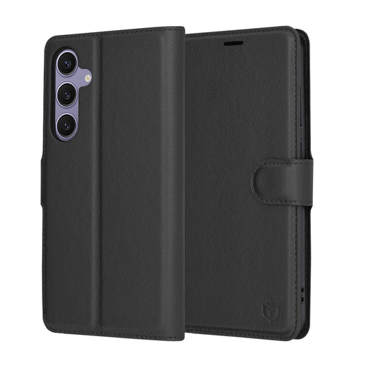 Ovitek za Samsung Galaxy S24+ S926, Techsuit, usnjen folio, črn