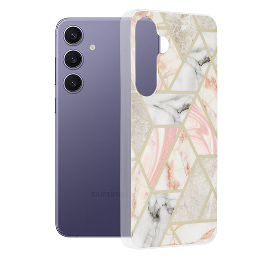 Ovitek za Samsung Galaxy S24+ S926, Techsuit, Marble, Roza