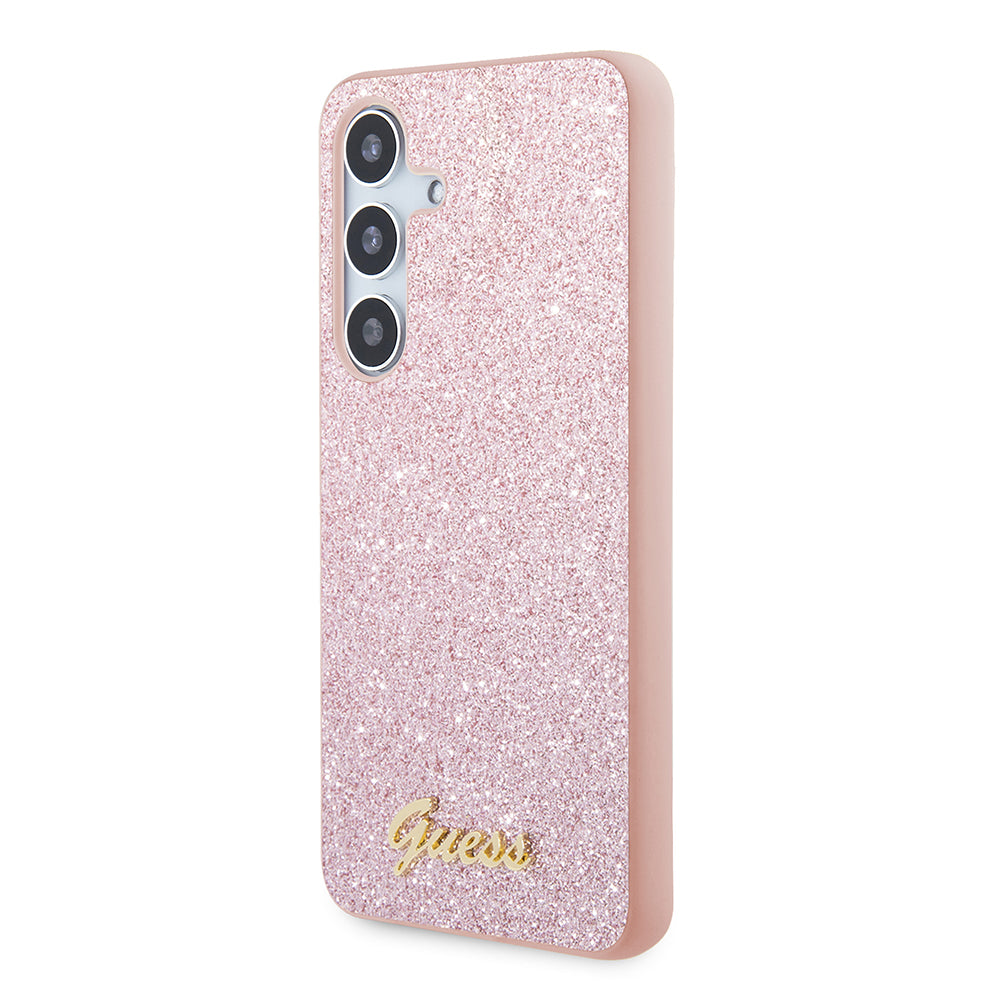 Ovitek za Samsung Galaxy S24 S921, Guess, Glitter Script, Roza