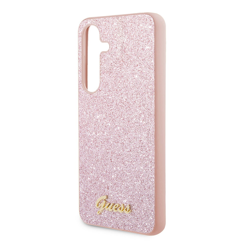 Ovitek za Samsung Galaxy S24 S921, Guess, Glitter Script, Roza