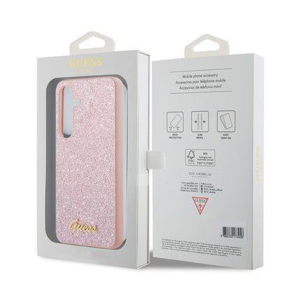 Ovitek za Samsung Galaxy S24 S921, Guess, Glitter Script, Roza