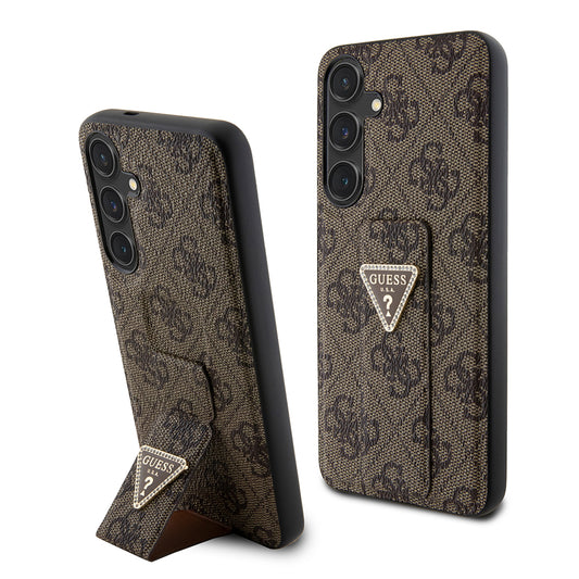 Ovitek za Samsung Galaxy S24 S921, Guess, Grip Stand 4G Triangle Strass, rjava
