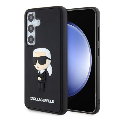 Ovitek za Samsung Galaxy S24 S921, Karl Lagerfeld, 3D Rubber Ikonik Karl, črn