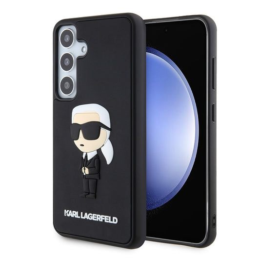 Ovitek za Samsung Galaxy S24 S921, Karl Lagerfeld, 3D Rubber Ikonik Karl, črn