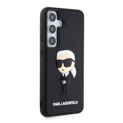 Ovitek za Samsung Galaxy S24 S921, Karl Lagerfeld, 3D Rubber Ikonik Karl, črn