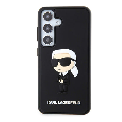 Ovitek za Samsung Galaxy S24 S921, Karl Lagerfeld, 3D Rubber Ikonik Karl, črn