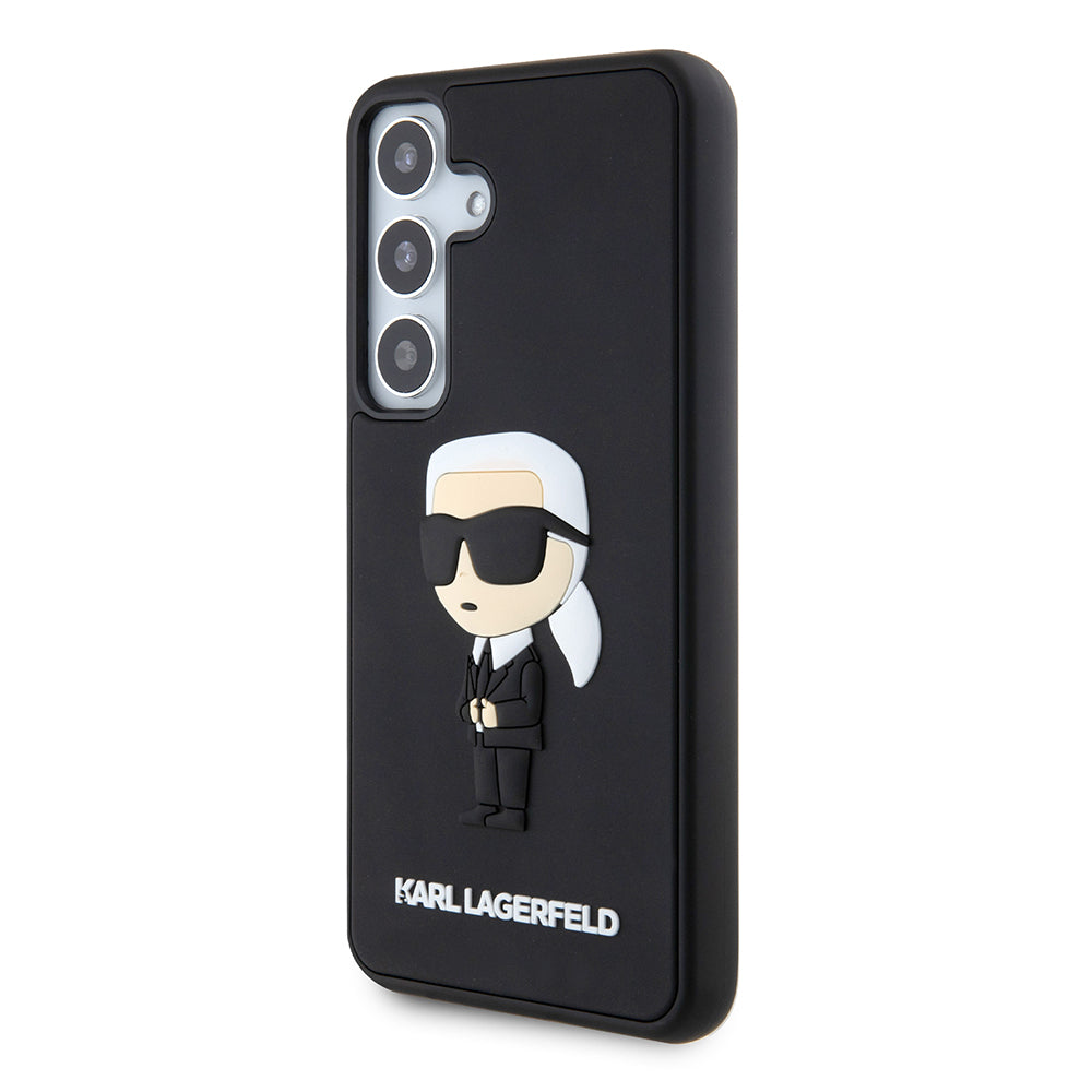 Ovitek za Samsung Galaxy S24 S921, Karl Lagerfeld, 3D Rubber Ikonik Karl, črn