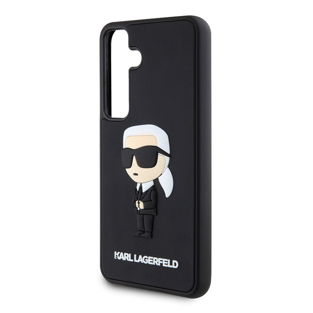 Ovitek za Samsung Galaxy S24 S921, Karl Lagerfeld, 3D Rubber Ikonik Karl, črn