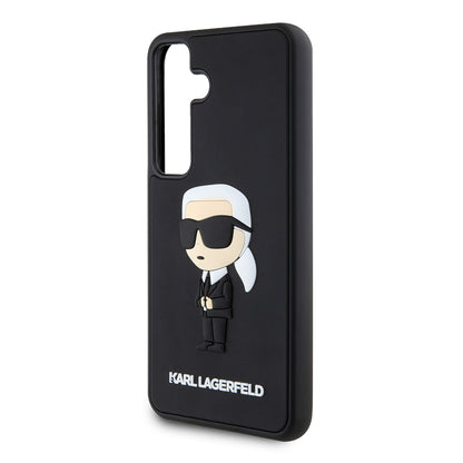 Ovitek za Samsung Galaxy S24 S921, Karl Lagerfeld, 3D Rubber Ikonik Karl, črn