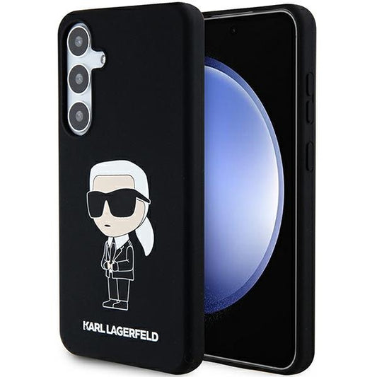 Ovitek za Samsung Galaxy S24 S921, Karl Lagerfeld, Silicone Ikonik NFT, črn