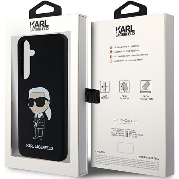 Ovitek za Samsung Galaxy S24 S921, Karl Lagerfeld, Silicone Ikonik NFT, črn