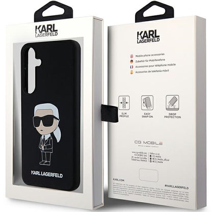 Ovitek za Samsung Galaxy S24 S921, Karl Lagerfeld, Silicone Ikonik NFT, črn