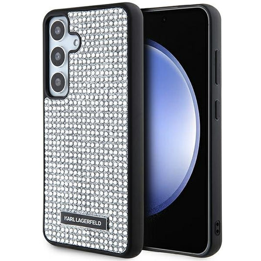 Ovitek za Samsung Galaxy S24 S921, Karl Lagerfeld, Rhinestone Metal Plate, Srebrn.