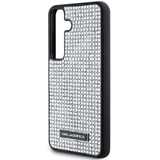 Ovitek za Samsung Galaxy S24 S921, Karl Lagerfeld, Rhinestone Metal Plate, Srebrn.