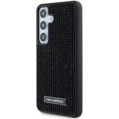 Ovitek za Samsung Galaxy S24 S921, Karl Lagerfeld, Rhinestone Metal Plate, Črna