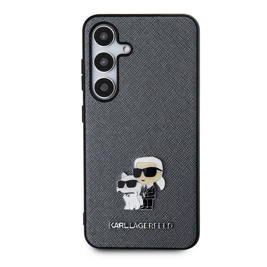 Ovitek za Samsung Galaxy S24 S921, Karl Lagerfeld, Saffiano Karl & Choupette Metal, Siva
