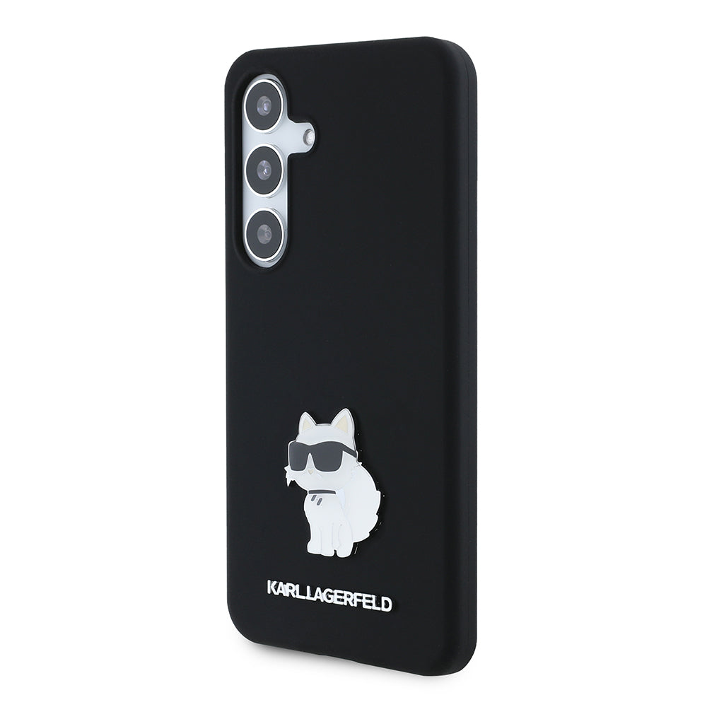 Ovitek za Samsung Galaxy S24 S921, Karl Lagerfeld, Silicone Choupette, črn