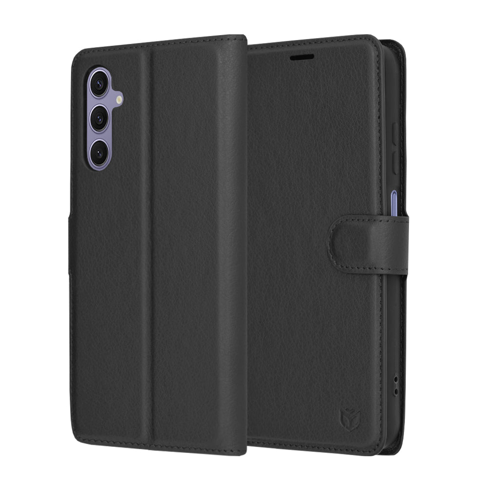 Ovitek za Samsung Galaxy S24 S921, Techsuit, usnjeni folio, črn