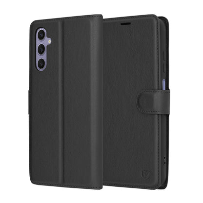 Ovitek za Samsung Galaxy S24 S921, Techsuit, usnjeni folio, črn
