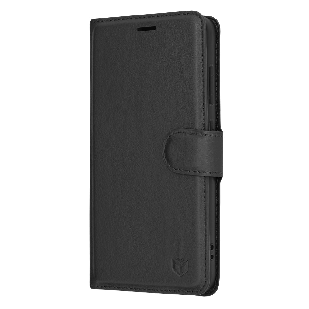 Ovitek za Samsung Galaxy S24 S921, Techsuit, usnjeni folio, črn