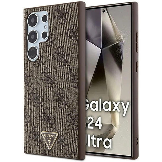 Ovitek za Samsung Galaxy S24 Ultra S928, Guess, 4G Triangle Strass, rjava
