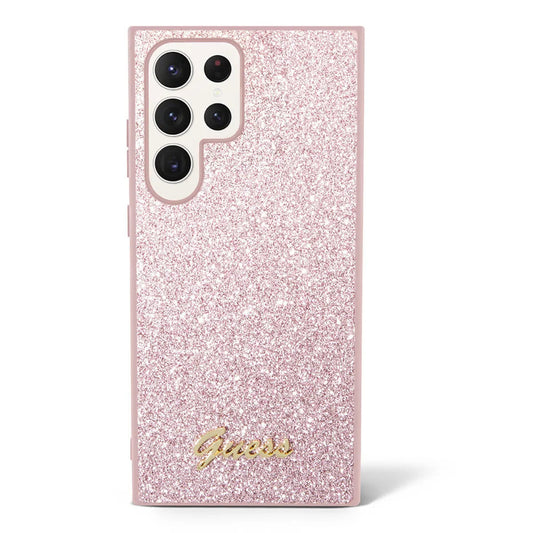 Ovitek za Samsung Galaxy S24 Ultra S928, Guess, Glitter Script, Roza
