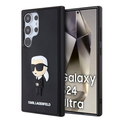 Ovitek za Samsung Galaxy S24 Ultra S928, Karl Lagerfeld, 3D Rubber Ikonik Karl, črn