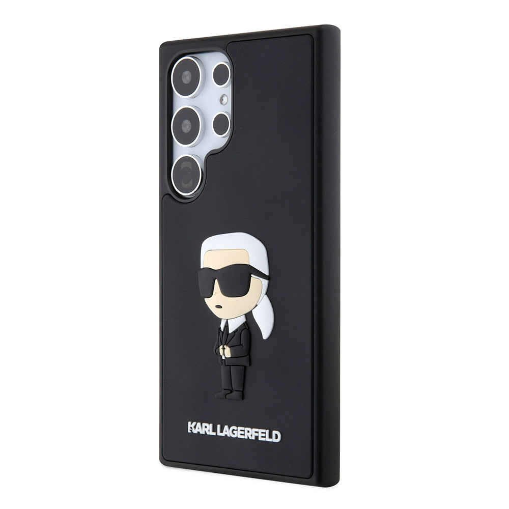 Ovitek za Samsung Galaxy S24 Ultra S928, Karl Lagerfeld, 3D Rubber Ikonik Karl, črn