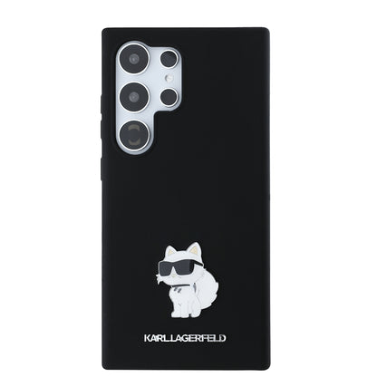Ovitek za Samsung Galaxy S24 Ultra S928, Karl Lagerfeld, Silicone Choupette Metal, črn