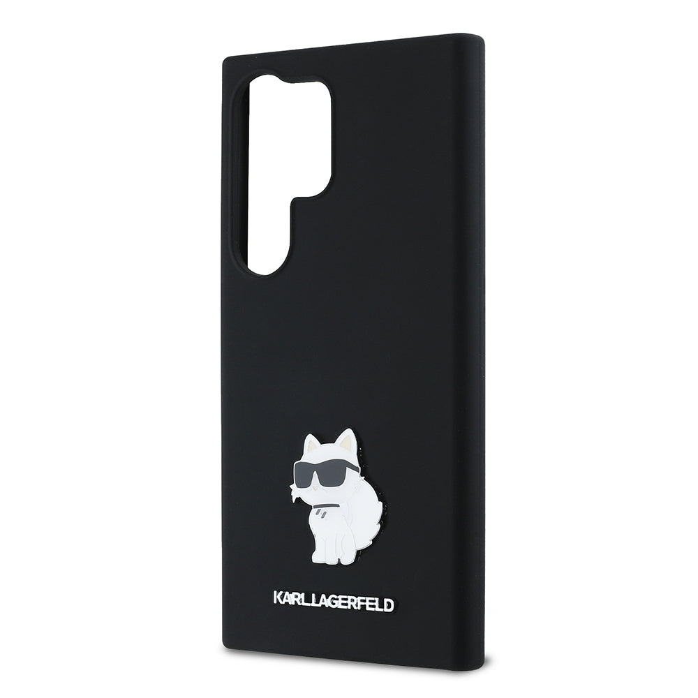 Ovitek za Samsung Galaxy S24 Ultra S928, Karl Lagerfeld, Silicone Choupette Metal, črn
