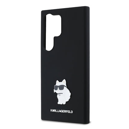 Ovitek za Samsung Galaxy S24 Ultra S928, Karl Lagerfeld, Silicone Choupette Metal, črn