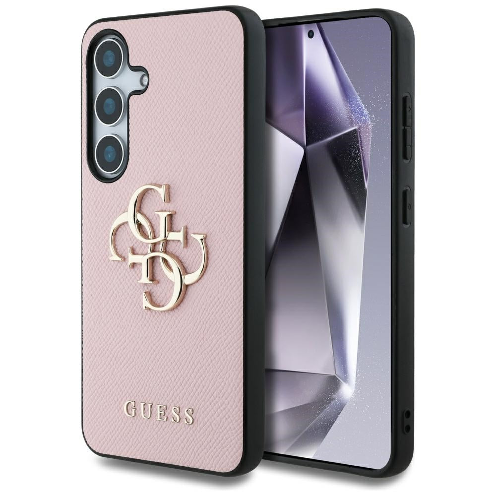 Ovitek za Samsung Galaxy S25+ S936, Guess, 4G Grained Big and Classic Logo, Roza