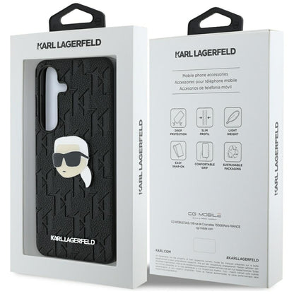 Ovitek za Samsung Galaxy S25+ S936, Karl Lagerfeld, Monogram Karl's Head, Črna