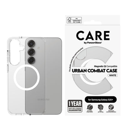 Ovitek za Samsung Galaxy S25+ S936, PanzerGlass, Care Urban Combat, Prozorno Bel