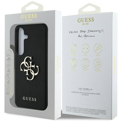 Ovitek za Samsung Galaxy S25 S931, Guess, 4G Grained Big and Classic Logo, črn