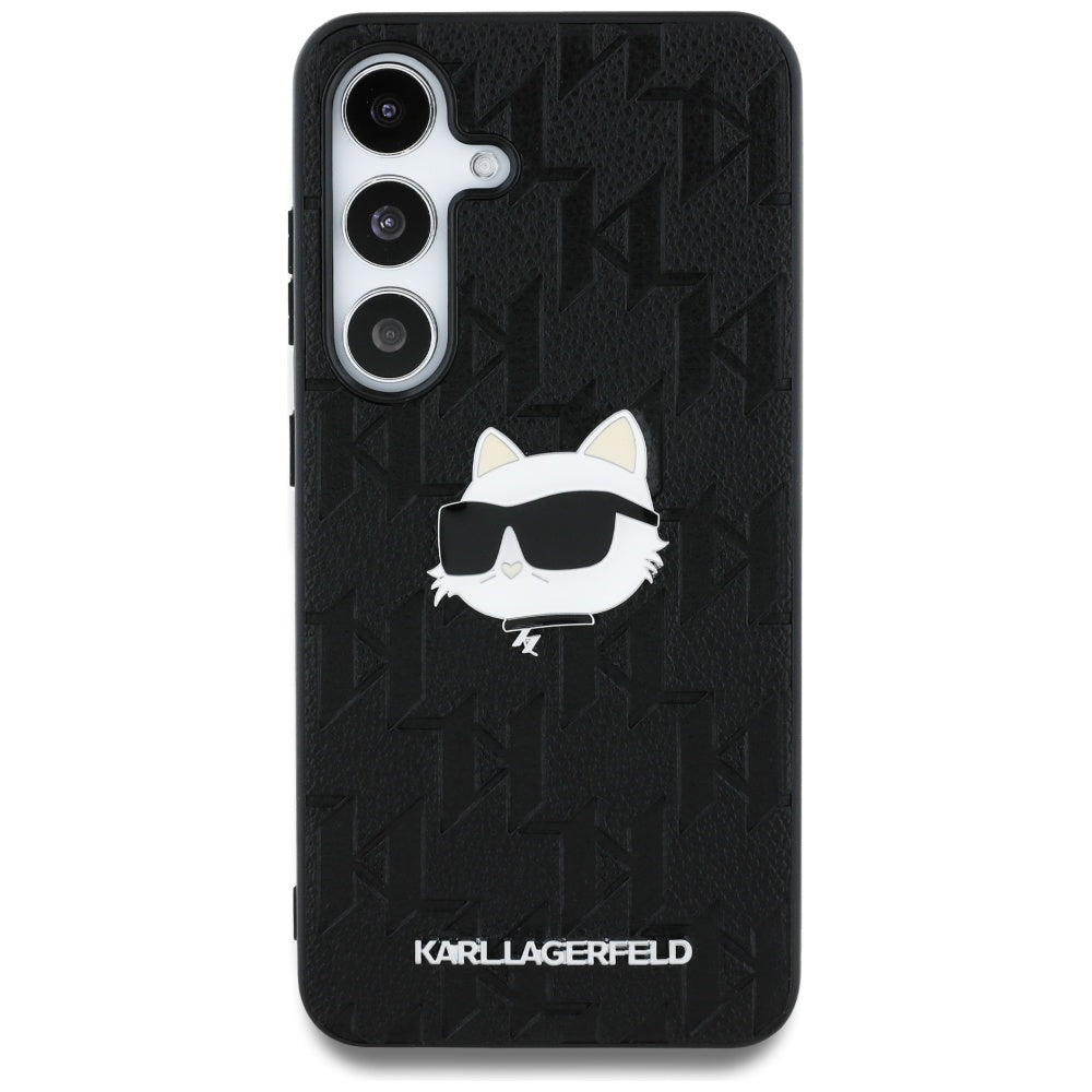 Ovitek za Samsung Galaxy S25 S931, Karl Lagerfeld, Monogram Choupette's Head, Črna