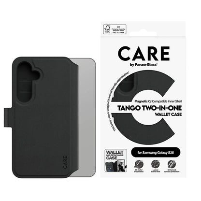 Ovitek za Samsung Galaxy S25 S931, PanzerGlass, Care Feature Tango Two-in-One, črn