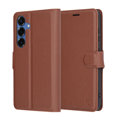 Ovitek za Samsung Galaxy S25 S931, Techsuit, usnjen folio, rjav